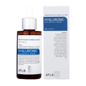 Hyaluronic Acid Ampoule Serum bottle and box with white background